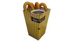 Chocolate con churros y porras para desayunos de empresas en Madrid.